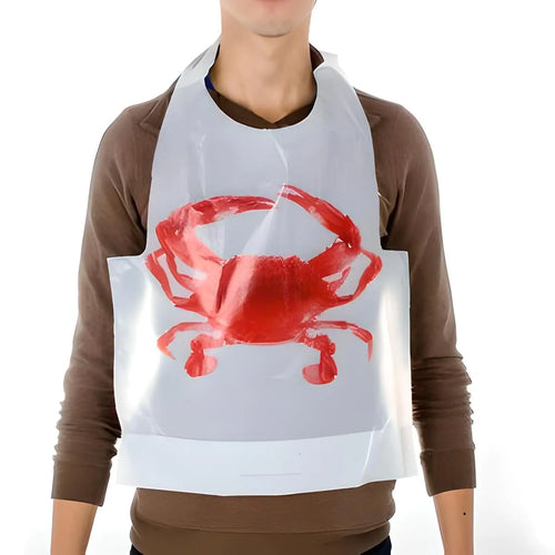Sandhill Tools 300 Pack Disposable Adult Crab Bibs Lightweight Soft Comfortable Bibs for Easy Cleanup Plastic 16