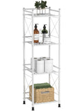 TZAMLI 4 Tier Shelving Unit Freestanding Bathroom Storage Shelves Metal Heavy Duty Storage Rack Shelf for Small Space Kitchen Balcony Office White