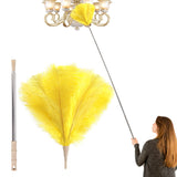Extendable Ostrich Feather Duster Lengthen Feather Duster Used for Home Cleaning Ceilings（2.1MYellow）