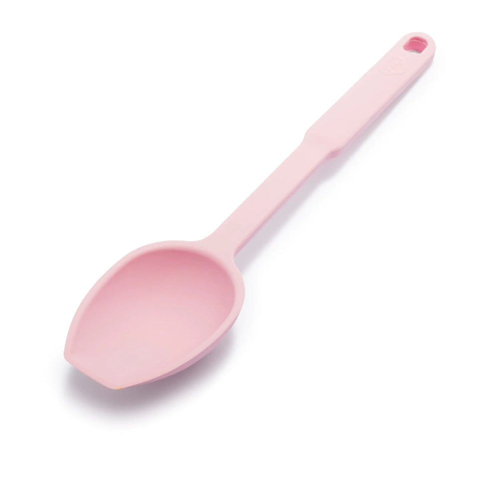 GreenLife Cooking Tools and Utensils Silicone Spoon for Scooping Scraping and Mixing Heat and Stain Resistant Dishwasher Safe Soft Pink