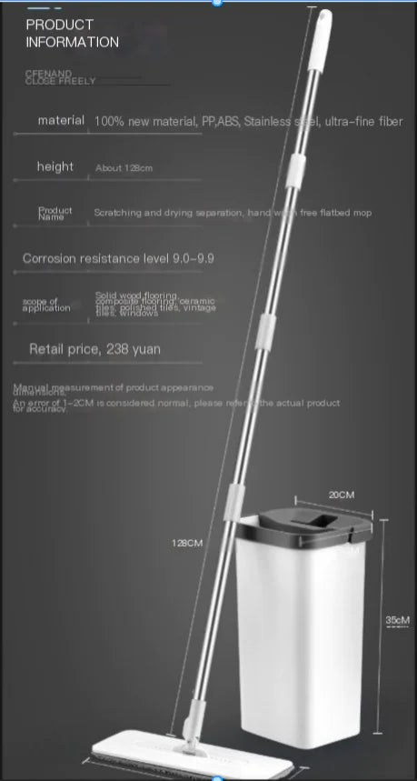 Self-Cleaning Flat Mop for Home Use (Wet & Dry)