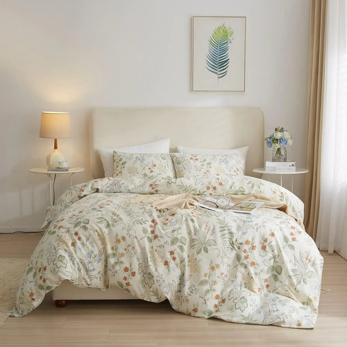 REYOS Botanical Floral Duvet Cover Twin 100% Cotton Girls Flower Duvet Cover Boho Floral Bedding Sets Twin Vintage Style Aesthetic Comforter Cover Floral Cottagecore Duvet Cover with Zipper Closure