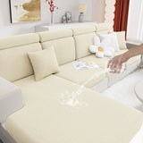 hyha Waterproof Couch Cushion Covers Stretch Magic Sofa Covers Washable Thick Jacquard Fabric Waterproof Sofa Couch Covers for Sofa Cushion Covers (1 Piece Back Cover L Beige)