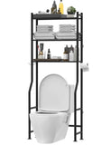 Livilord 3-Tier Over The Toilet Storage Freestanding Metal Bathroom Shelves with 4 Hooks Over Toilet Storage Shelf with Paper Holder Above The Toilet Shelf for Bathroom Storage Black