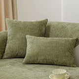 vctops Set of 2 Farmhouse Plaid Chenille Throw Pillow Covers for Couch Bed Sofa Soft Tufted Cushion Covers (Green18"x18")